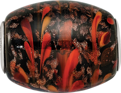 Sterling Silver Reflections Black & Orange Autumn Fires Fenton Glass Bead