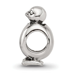 Sterling Silver 925 Antiqued Baby Bird Bead with Themed Solid Design