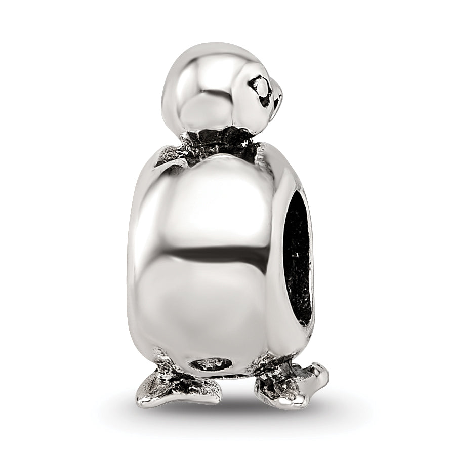Sterling Silver 925 Antiqued Baby Bird Bead with Themed Solid Design