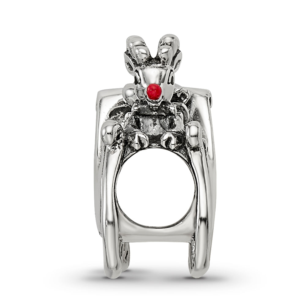 Sterling Silver Reflections Enameled Rudolph in Sleigh Bead