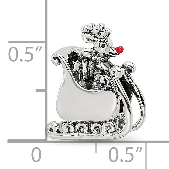 Sterling Silver Reflections Enameled Rudolph in Sleigh Bead