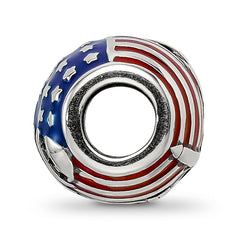 Sterling Silver Reflections Enameled American Flag Bead