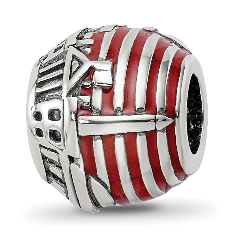 Sterling Silver Reflections Enameled American Flag Bead