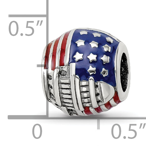 Sterling Silver Reflections Enameled American Flag Bead