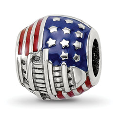 Sterling Silver Reflections Enameled American Flag Bead