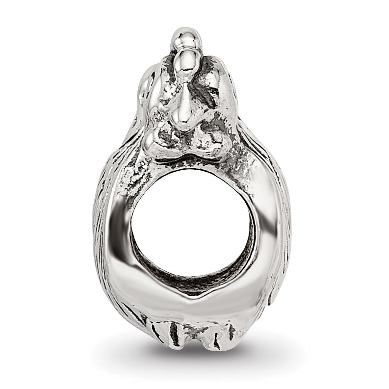 Sterling Silver 925 Chicken Bead with Antiqued Solid Design