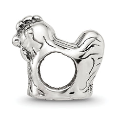 Sterling Silver 925 Antiqued Chicken Bead with Themed Design