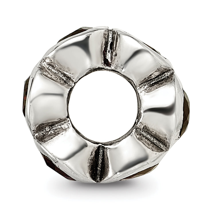Sterling Silver Reflections Bead with Red CZ Antique Finish