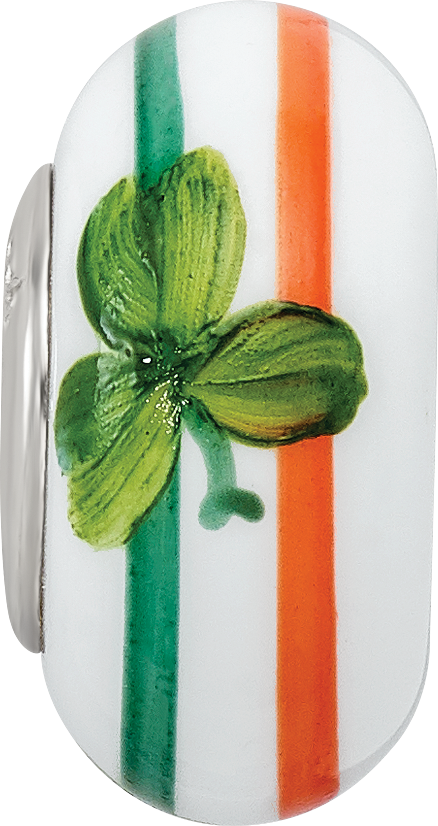 Ster.Silver Reflections Hand Painted The Irish Fenton Glass Bead