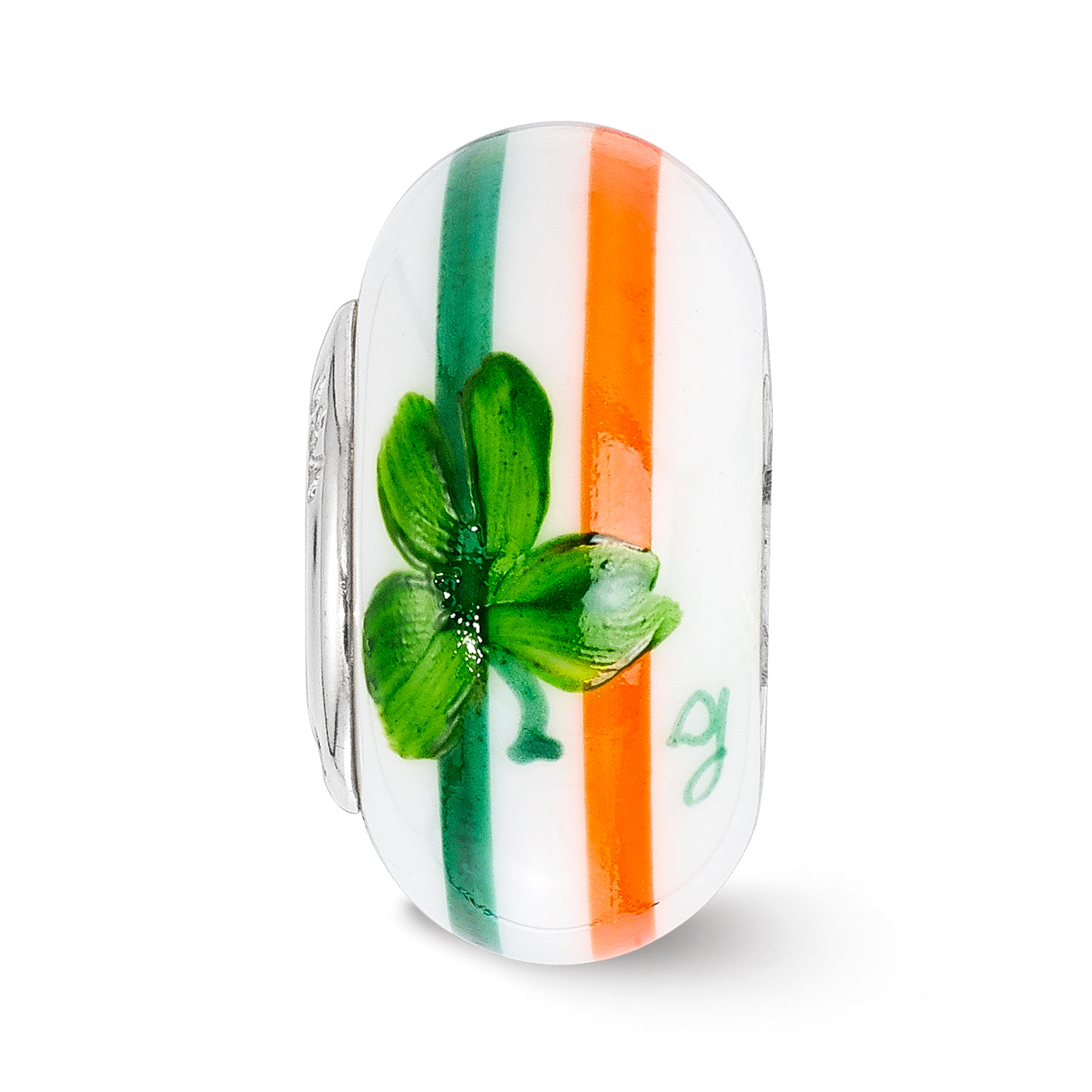 Ster.Silver Reflections Hand Painted The Irish Fenton Glass Bead