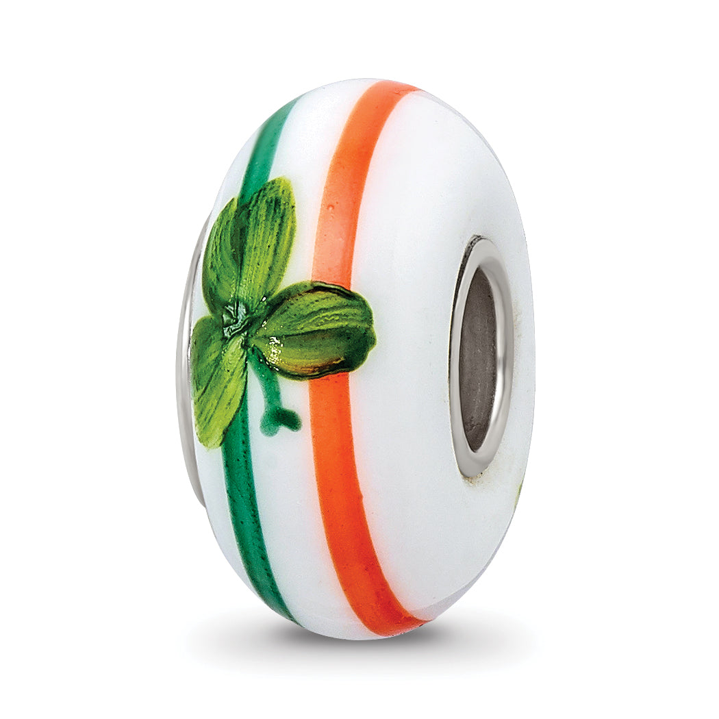 Ster.Silver Reflections Hand Painted The Irish Fenton Glass Bead