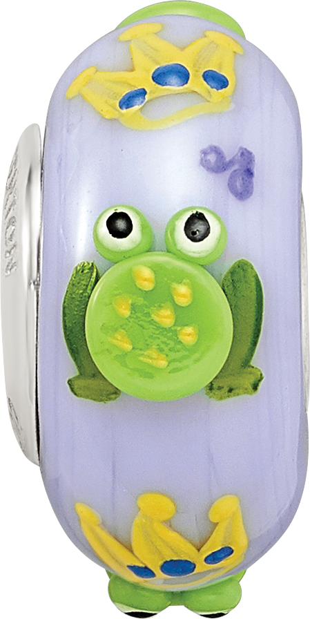 Ster.Silver Reflections Hand Painted Froggie Kisses Fenton Glass Bead