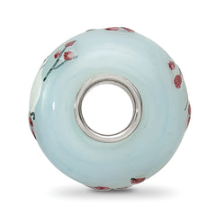 Ster.Silver Reflections Hand Painted Fluffy Tufty Fenton Glass Bead