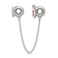 Reflections Sterling Silver Rhodium-plated 3in Security Chain Snowman & flake CZ Bead