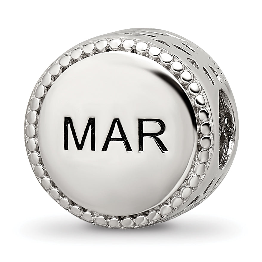 Sterling Silver Reflections Rhodium-plated March Flower Bead