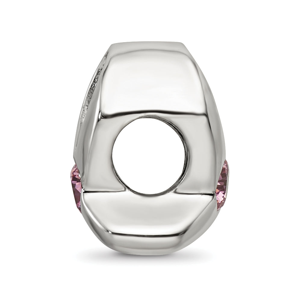 Sterling Silver Reflections Silver Ribbon with Pink CZ Bead