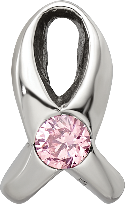 Sterling Silver Reflections Silver Ribbon with Pink CZ Bead