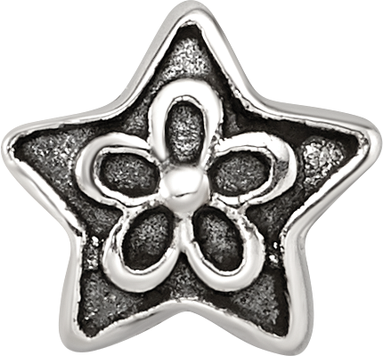 Sterling Silver Reflections Antiqued Star with Flower Kids Bead