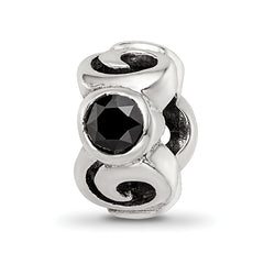 Sterling Silver Reflections Black CZ Bead