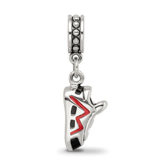 Sterling Silver Reflections Black and Red Enameled Runner's Shoe Dangle Cha