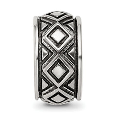 Sterling Silver Reflections Antiqued Diamond Pattern Bead