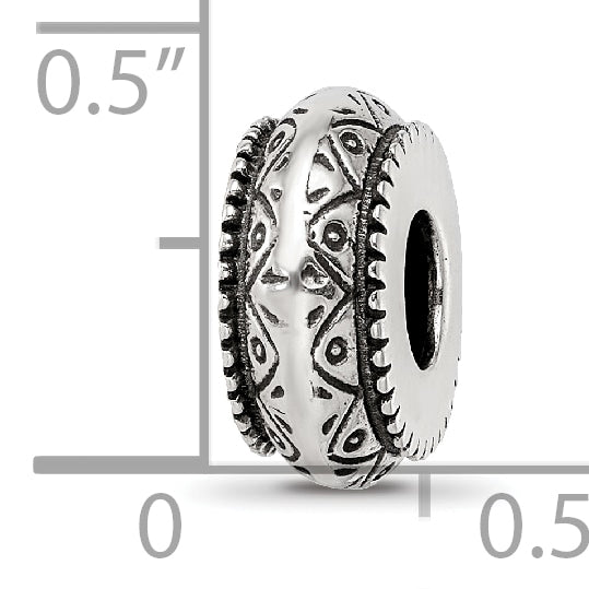 Sterling Silver Reflections Antiqued Aztec Pattern Bead