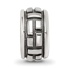 Sterling Silver Reflections Antiqued Brick Pattern Bead