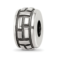 Sterling Silver Reflections Antiqued Brick Pattern Bead