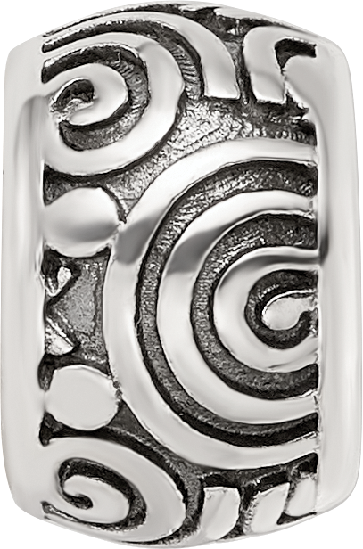 Sterling Silver Reflections Antiqued Circle Swirls Pattern Bead
