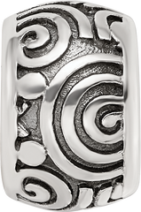 Sterling Silver Reflections Antiqued Circle Swirls Pattern Bead