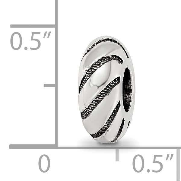 Sterling Silver Reflections Antiqued Swirl Pattern Bead