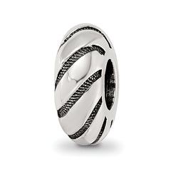 Sterling Silver Reflections Antiqued Swirl Pattern Bead