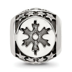 Sterling Silver Reflections Antiqued Snowflakes & Stars Pattern Bead