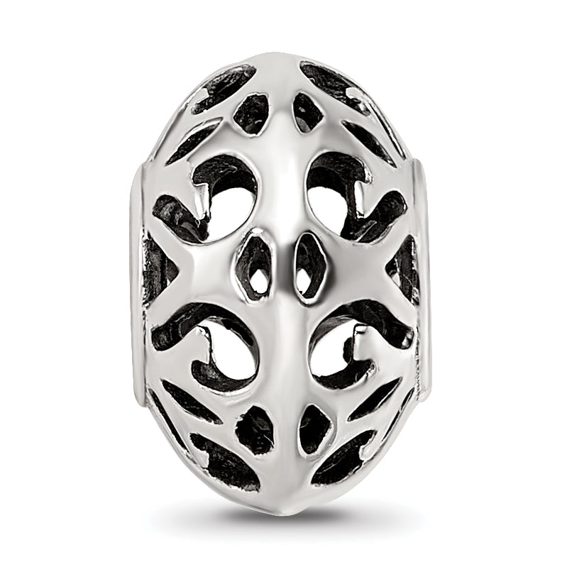 Sterling Silver Reflections Antiqued Hollow Pattern Bead