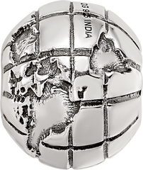 Sterling Silver Reflections Antiqued Globe Pattern Bead