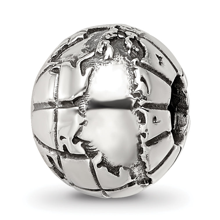 Sterling Silver Reflections Antiqued Globe Pattern Bead
