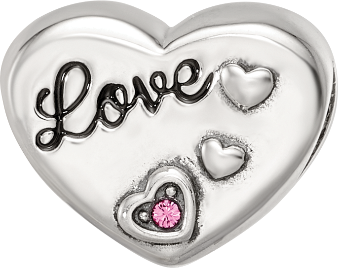 SS Reflections Antiqued Crystals Enamel Heart Bead