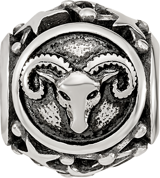 Sterling Silver Reflections Antiqued Zodiac Aries Bead