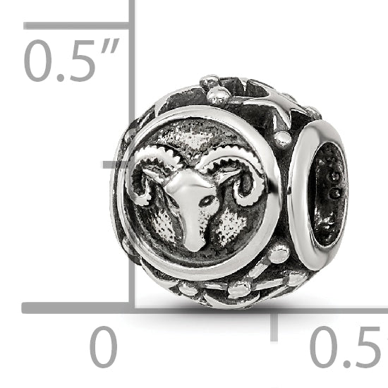 Sterling Silver Reflections Antiqued Zodiac Aries Bead