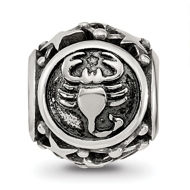 Sterling Silver Reflections Antiqued Zodiac Scorpio Bead