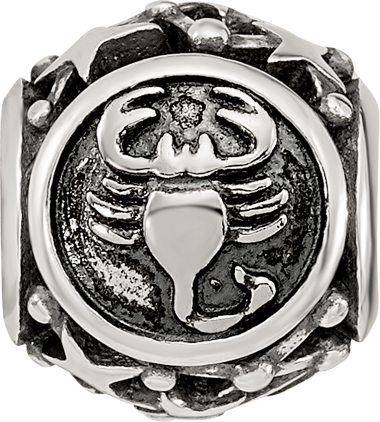 Sterling Silver Reflections Antiqued Zodiac Scorpio Bead
