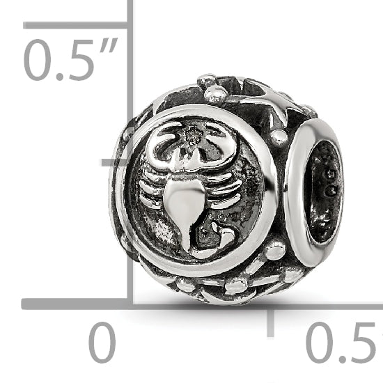 Sterling Silver Reflections Antiqued Zodiac Scorpio Bead