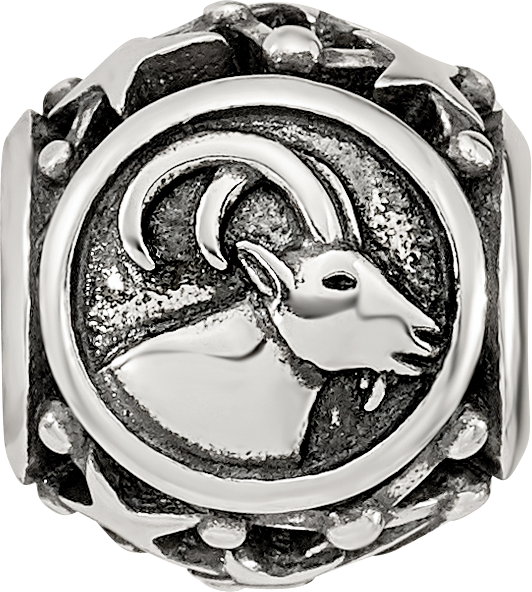 Sterling Silver Reflections Antiqued Zodiac Capricorn Bead