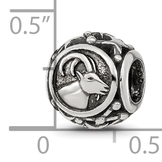 Sterling Silver Reflections Antiqued Zodiac Capricorn Bead