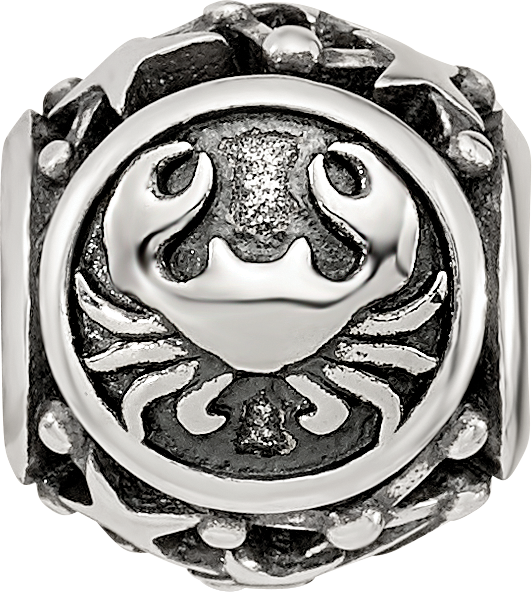Sterling Silver Reflections Antiqued Zodiac Cancer Bead