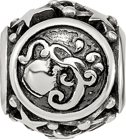 Sterling Silver Reflections Antiqued Zodiac Aquarius Bead