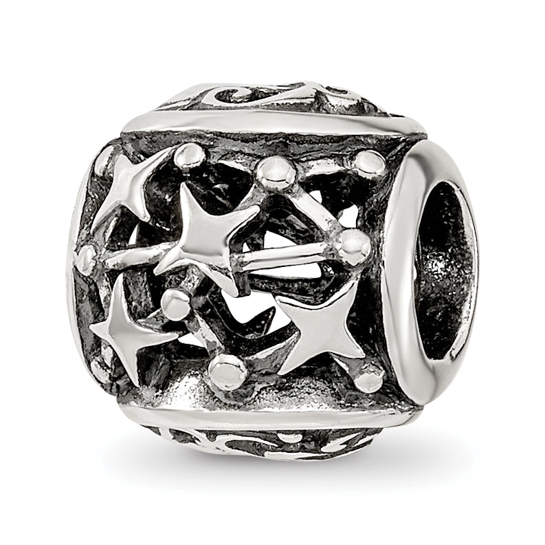 Sterling Silver Reflections Antiqued Zodiac Aquarius Bead