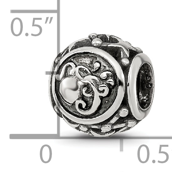 Sterling Silver Reflections Antiqued Zodiac Aquarius Bead