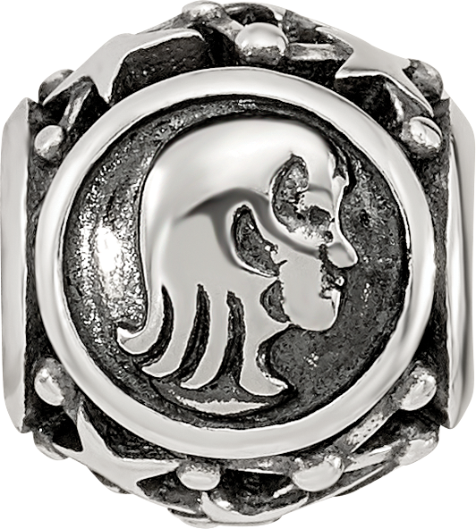 Sterling Silver Reflections Antiqued Zodiac Virgo Bead