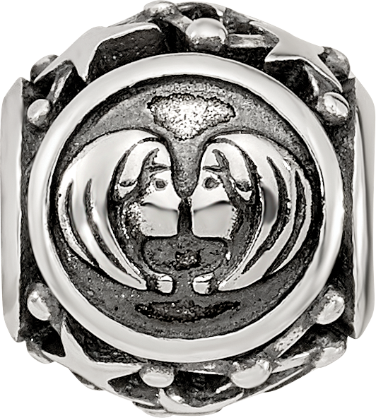 Sterling Silver Reflections Antiqued Zodiac Gemini Bead